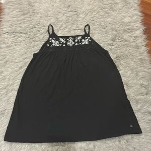 Eddie Bauer women’s‎ black and white embroidered flowy cotton modal tank top